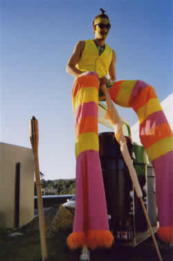 Adam stilt walking at Swanpool